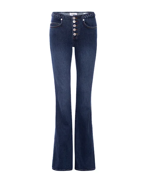 FRAME | Le High Flare Braided Waistband Jeans | Istanbul
