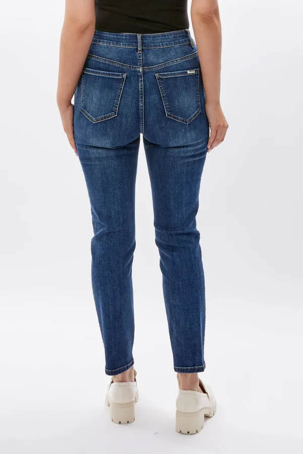 Frank Lyman Dark Blue Sparkle Denim Jean Pants