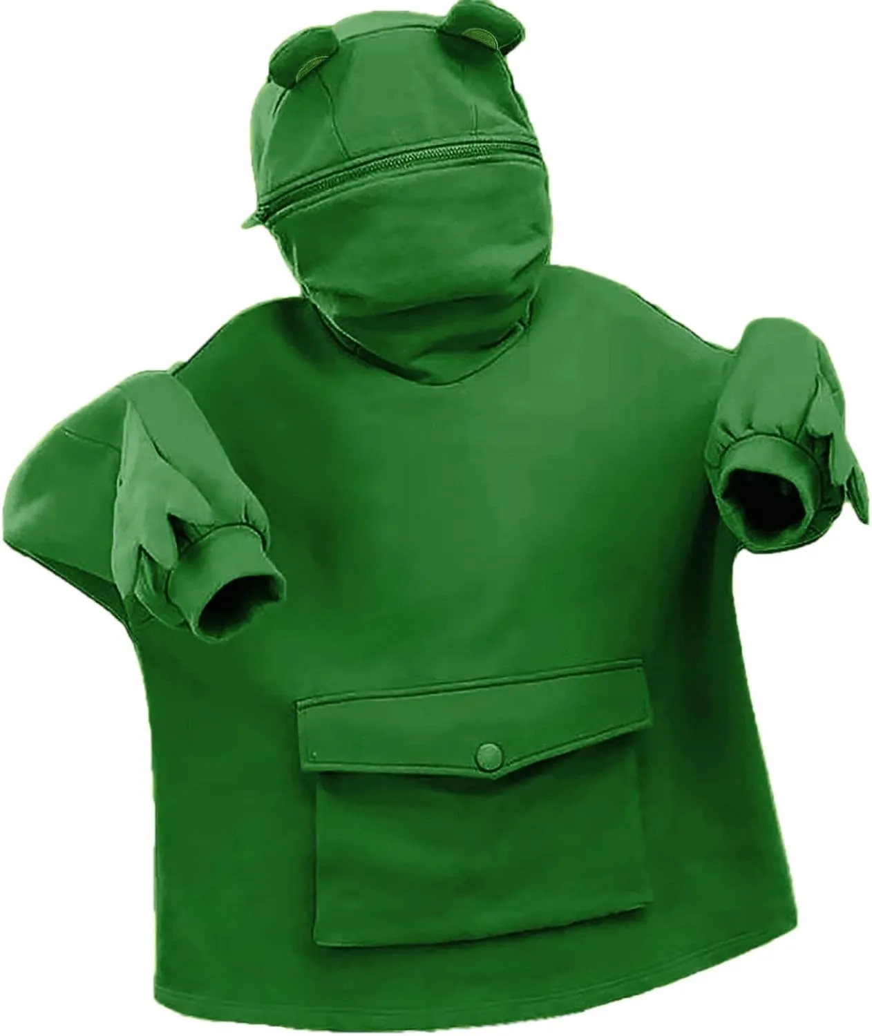 Frog Hoodies for Teen Girls Cute Hoodies Pullover Oversized Kawaii Hooded Sweatshirt Zipper Mouth Frog Hoodie for Women