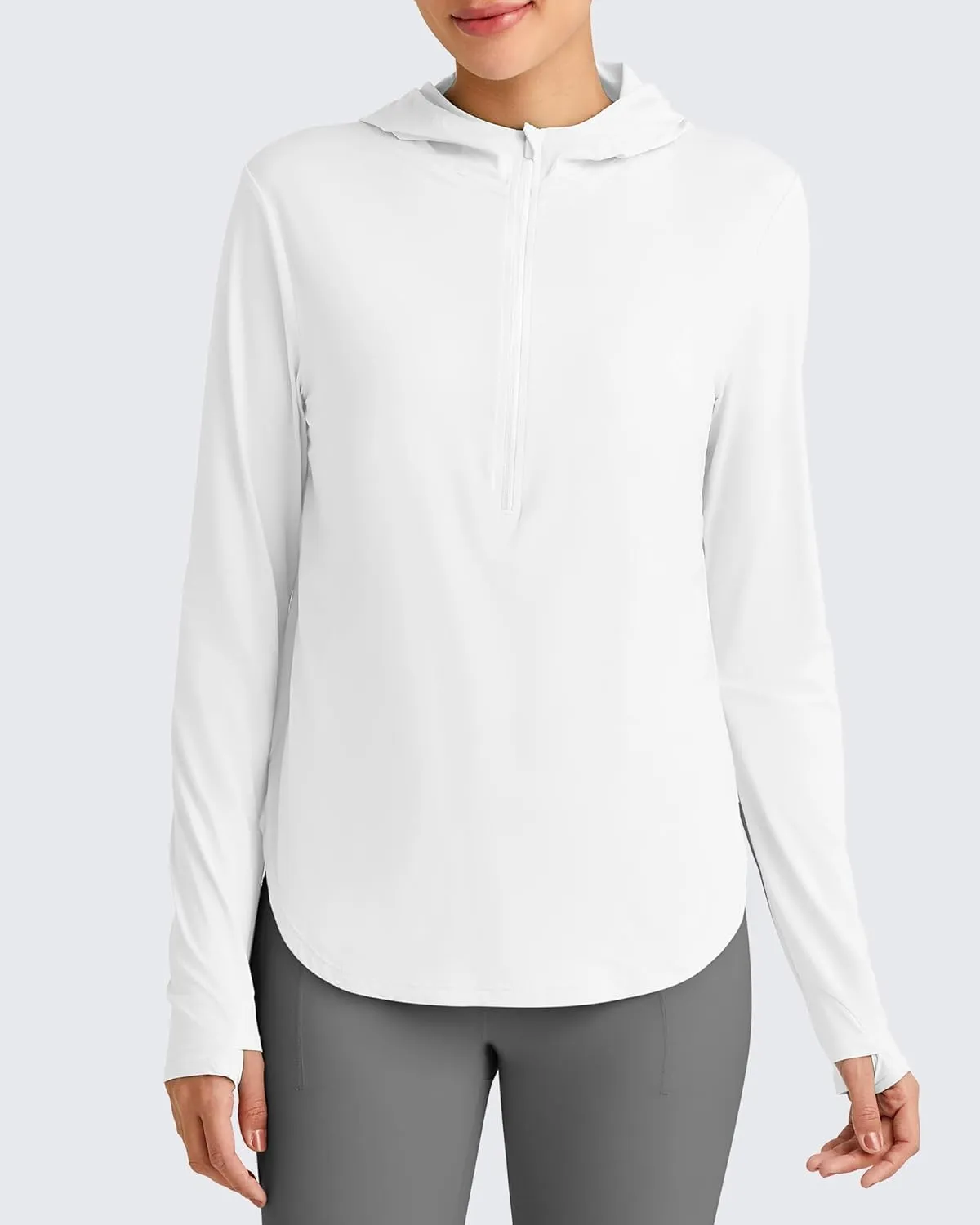 G4Free Lightbreeze Womens UPF 50  Sun Shirts with Hoodie Long Sleeve Workout Tops Half Zip Rash Guard Hiking Fishing