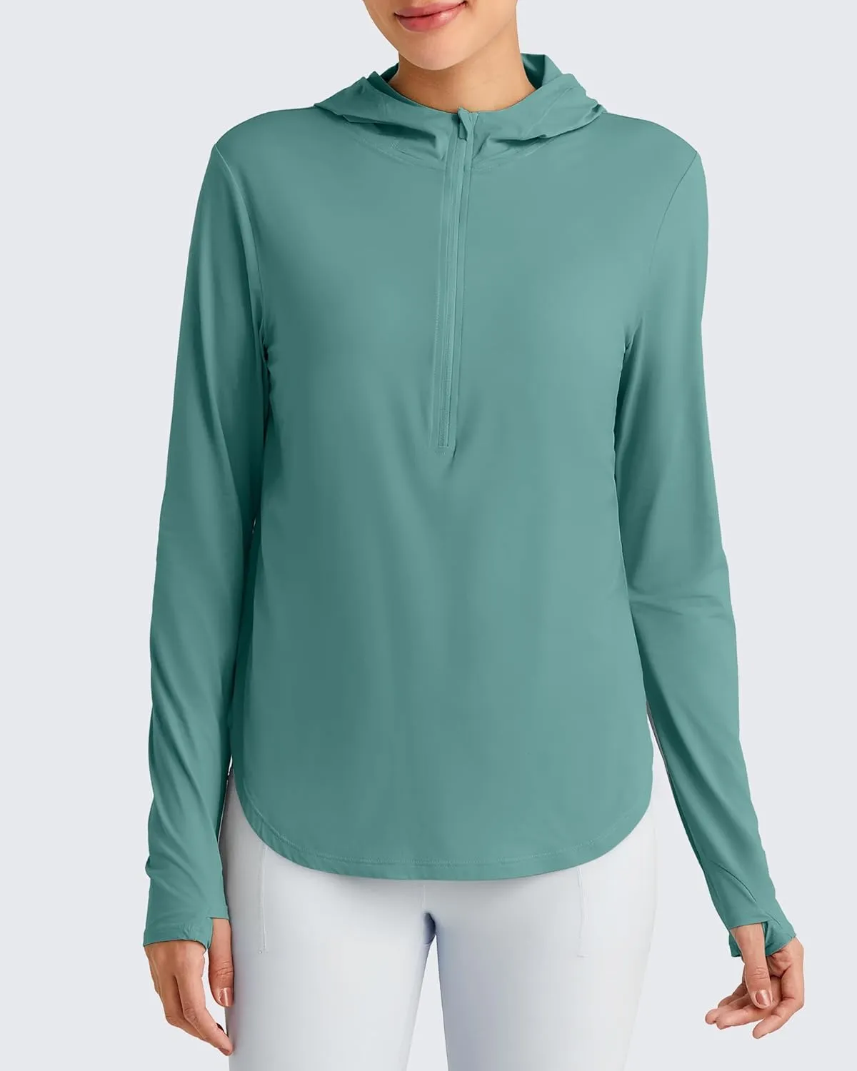 G4Free Lightbreeze Womens UPF 50  Sun Shirts with Hoodie Long Sleeve Workout Tops Half Zip Rash Guard Hiking Fishing