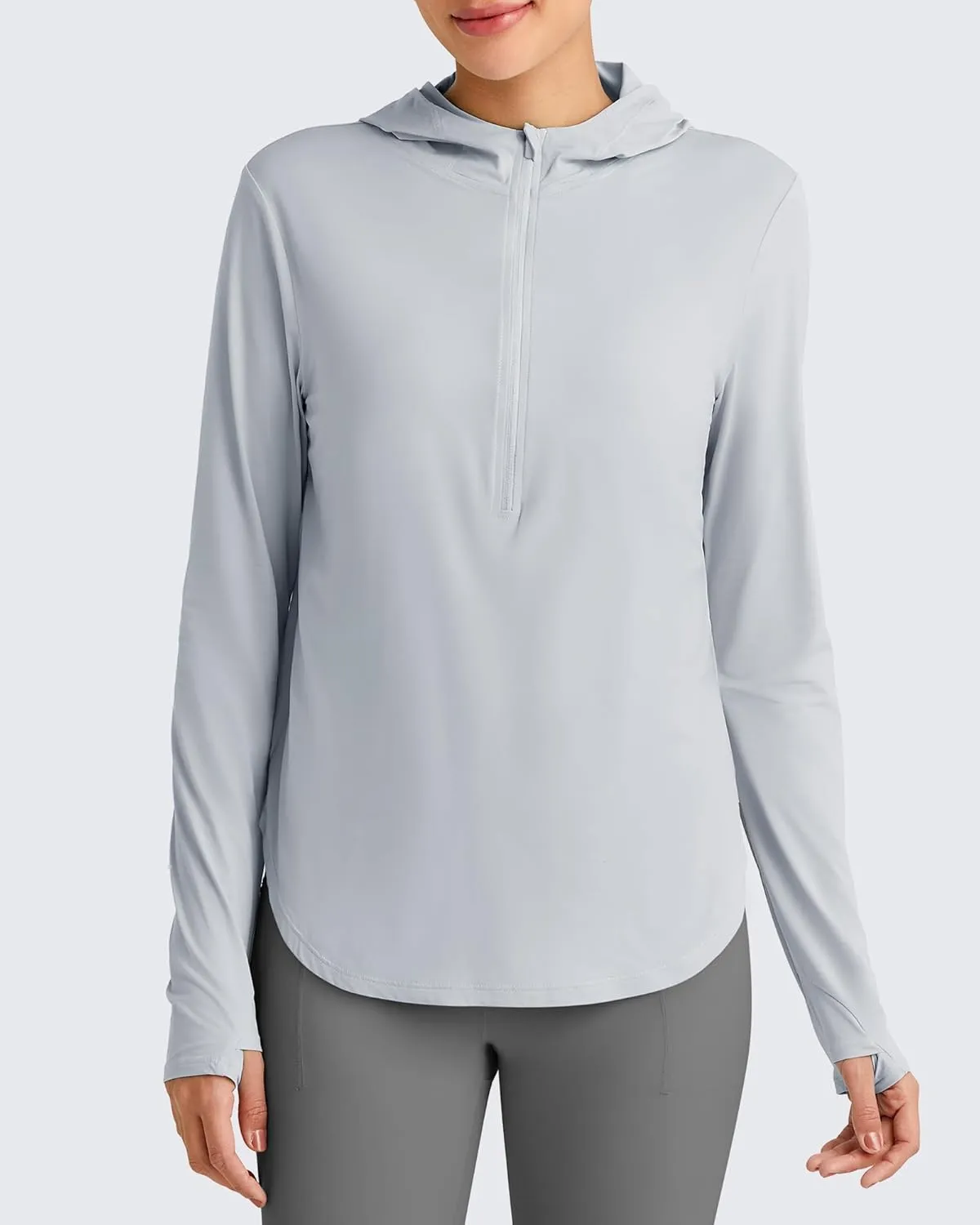 G4Free Lightbreeze Womens UPF 50  Sun Shirts with Hoodie Long Sleeve Workout Tops Half Zip Rash Guard Hiking Fishing