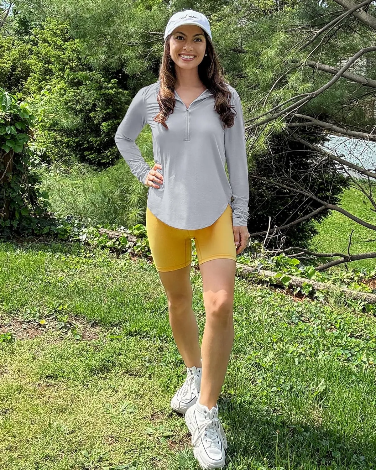 G4Free Lightbreeze Womens UPF 50  Sun Shirts with Hoodie Long Sleeve Workout Tops Half Zip Rash Guard Hiking Fishing