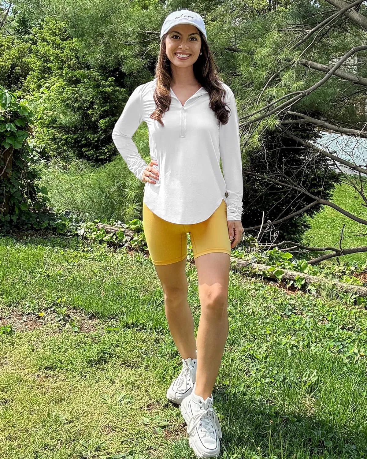 G4Free Lightbreeze Womens UPF 50  Sun Shirts with Hoodie Long Sleeve Workout Tops Half Zip Rash Guard Hiking Fishing