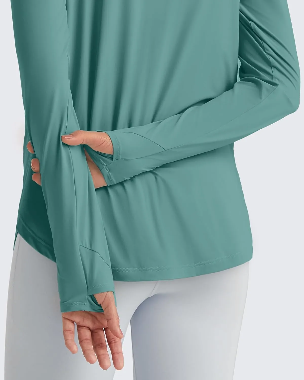 G4Free Lightbreeze Womens UPF 50  Sun Shirts with Hoodie Long Sleeve Workout Tops Half Zip Rash Guard Hiking Fishing