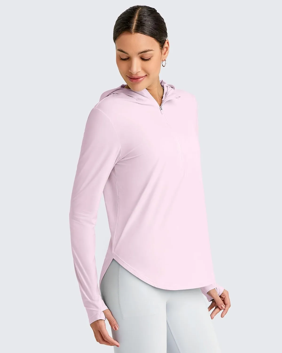G4Free Lightbreeze Womens UPF 50  Sun Shirts with Hoodie Long Sleeve Workout Tops Half Zip Rash Guard Hiking Fishing