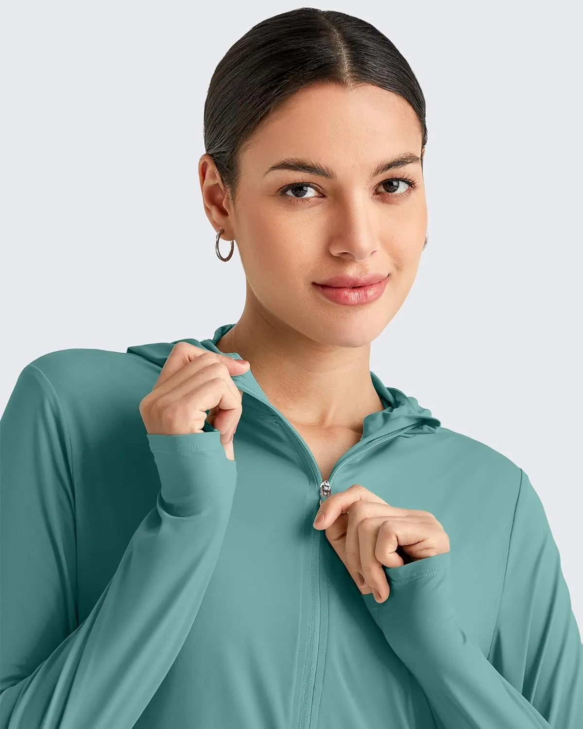 G4Free Lightbreeze Womens UPF 50  Sun Shirts with Hoodie Long Sleeve Workout Tops Half Zip Rash Guard Hiking Fishing