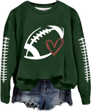 Game Day Sweatshirts for Women 2024 Fall Football Fan Hoodie Cute Funny Printed Sweaters Long Sleeve Crewneck Outwear