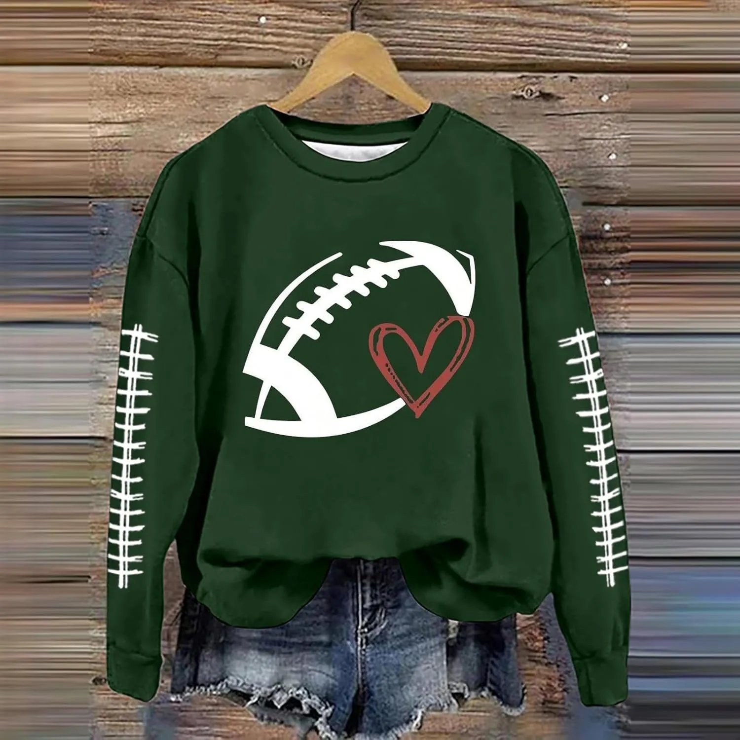 Game Day Sweatshirts for Women 2024 Fall Football Fan Hoodie Cute Funny Printed Sweaters Long Sleeve Crewneck Outwear
