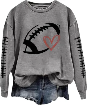 Game Day Sweatshirts for Women 2024 Fall Football Fan Hoodie Cute Funny Printed Sweaters Long Sleeve Crewneck Outwear