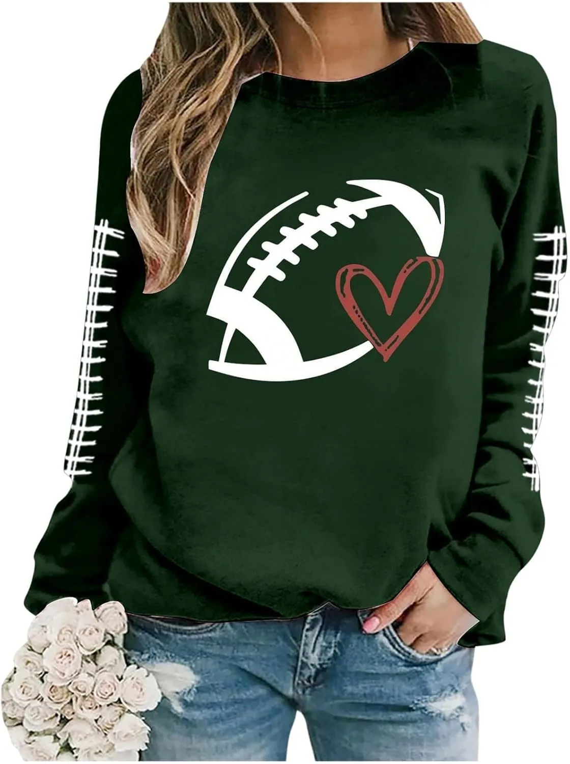 Game Day Sweatshirts for Women 2024 Fall Football Fan Hoodie Cute Funny Printed Sweaters Long Sleeve Crewneck Outwear