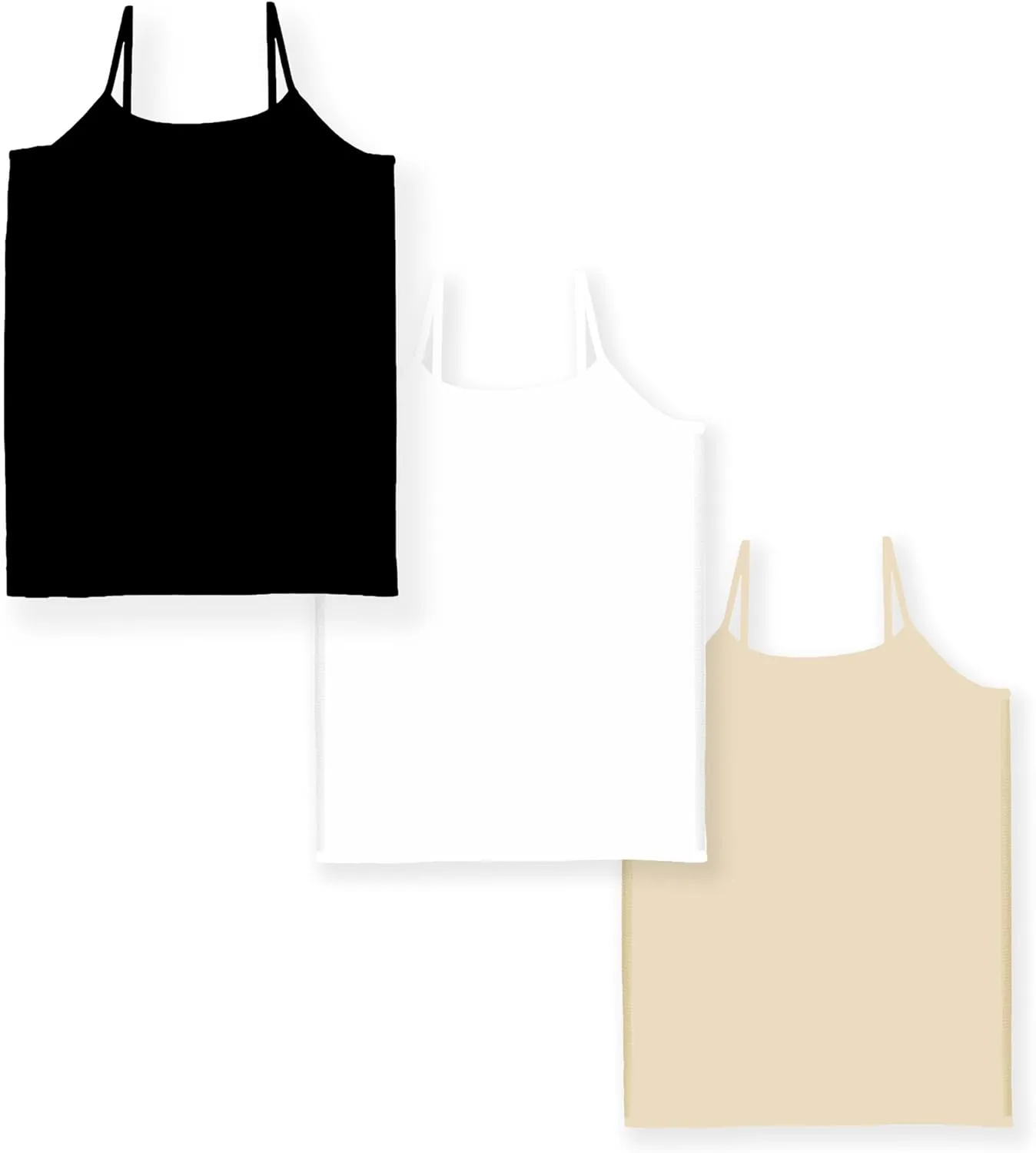 Girls Full Sleeveless Camisole Tank Tops  Stretch Undershirts Comfortable Camis (One Size Fits Ages 10-14)