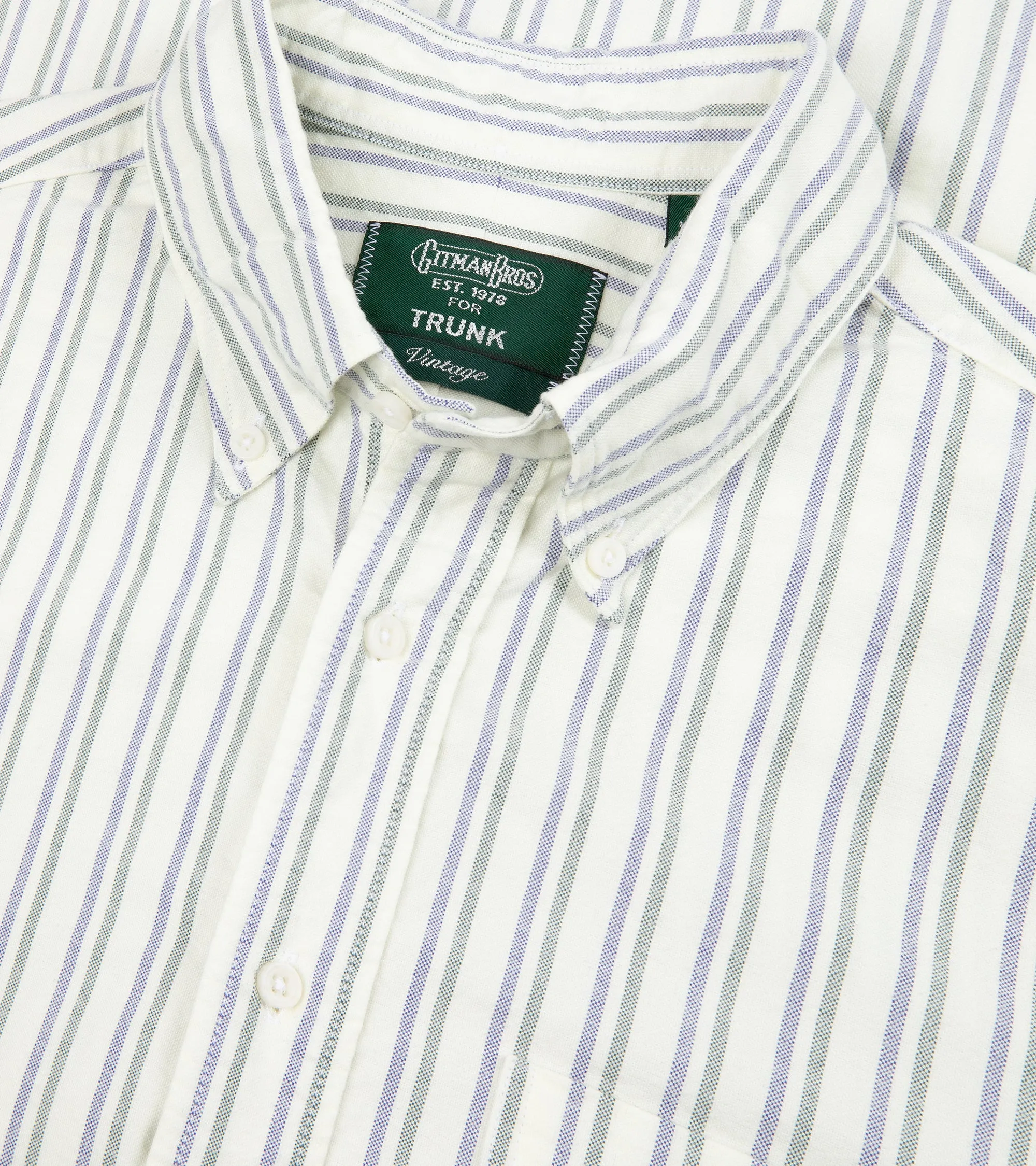 Gitman Vintage Brushed Cotton Oxford Split Stripe Button Down Shirt: Navy