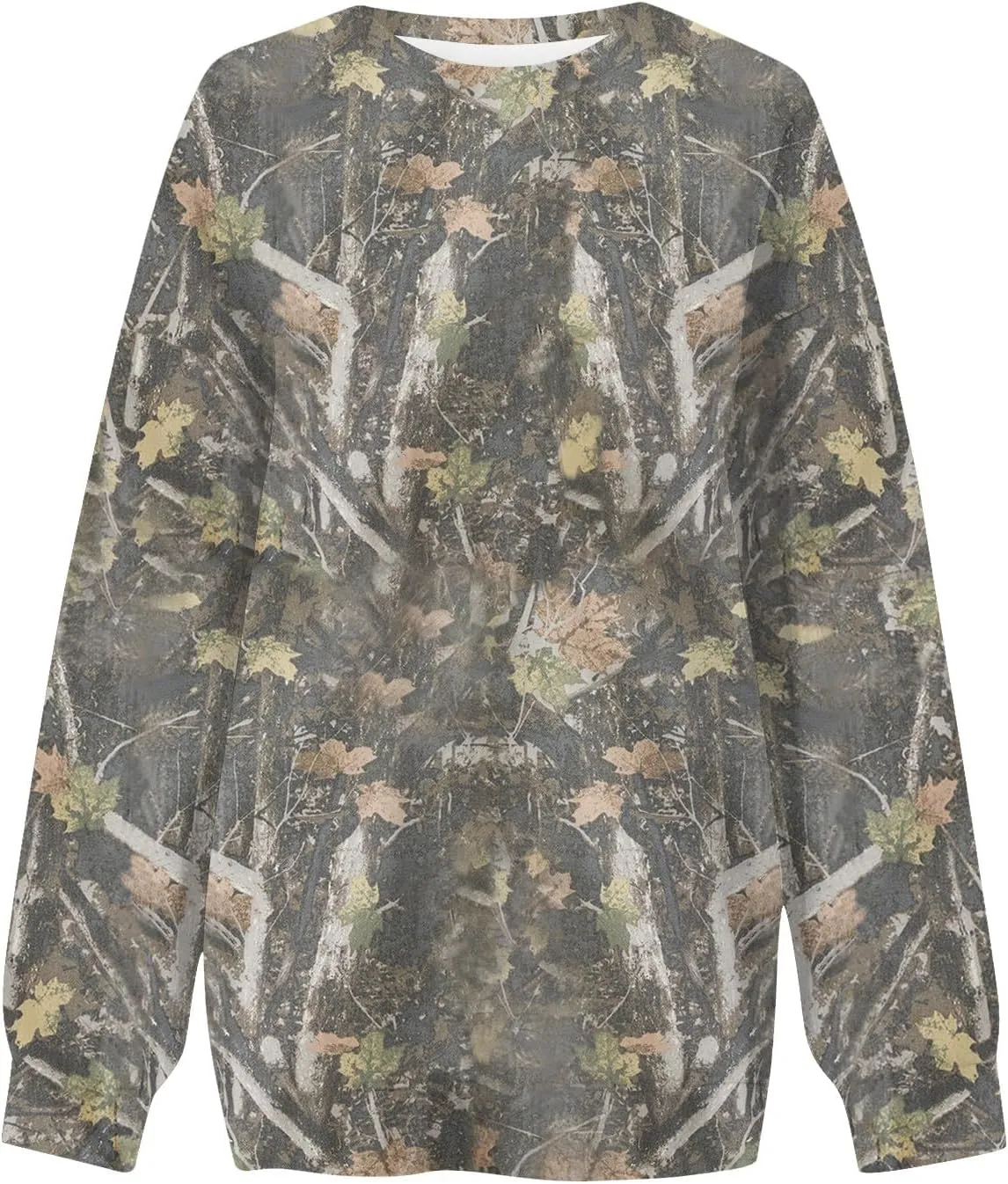 GOFULY Camo Sweatshirt For Women Crewneck Fall Oversized Y2k Camo Shirt Pullover Long Sleeve Maple Leaf Print Travel Clothes