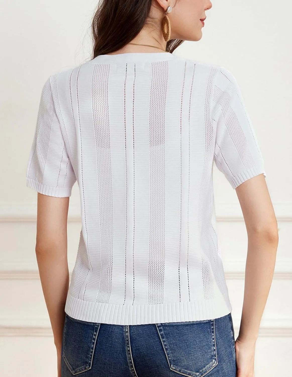 GRACE KARIN Women Short Sleeve Cropped Cardigan Crochet Knit Lightweight Button Down V Neck Bolero Sweater Top 2025