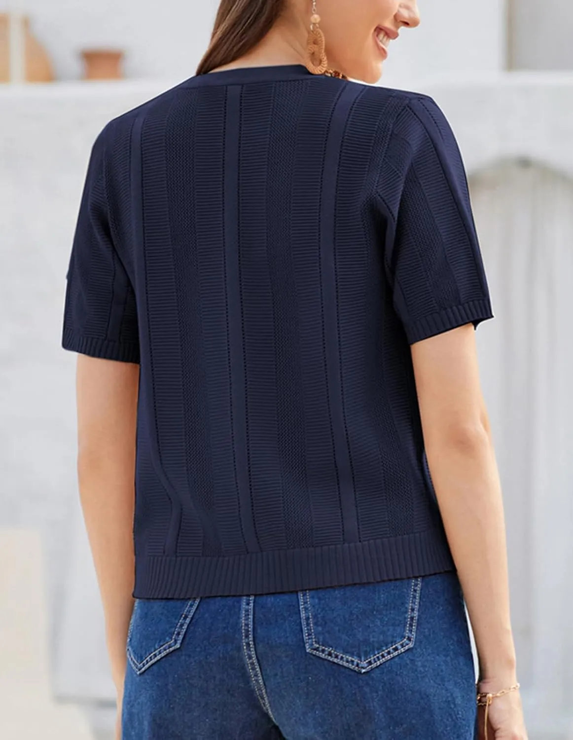 GRACE KARIN Women Short Sleeve Cropped Cardigan Crochet Knit Lightweight Button Down V Neck Bolero Sweater Top 2025