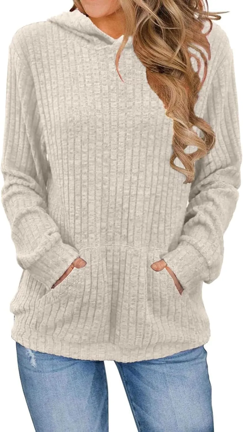 Gumipy Oversized Hoodies Sweatshirt for Women Knit Long Sleeve Shirts Tops Trendy Tunic Sweater Sweatshirt Comfrt Hoodie