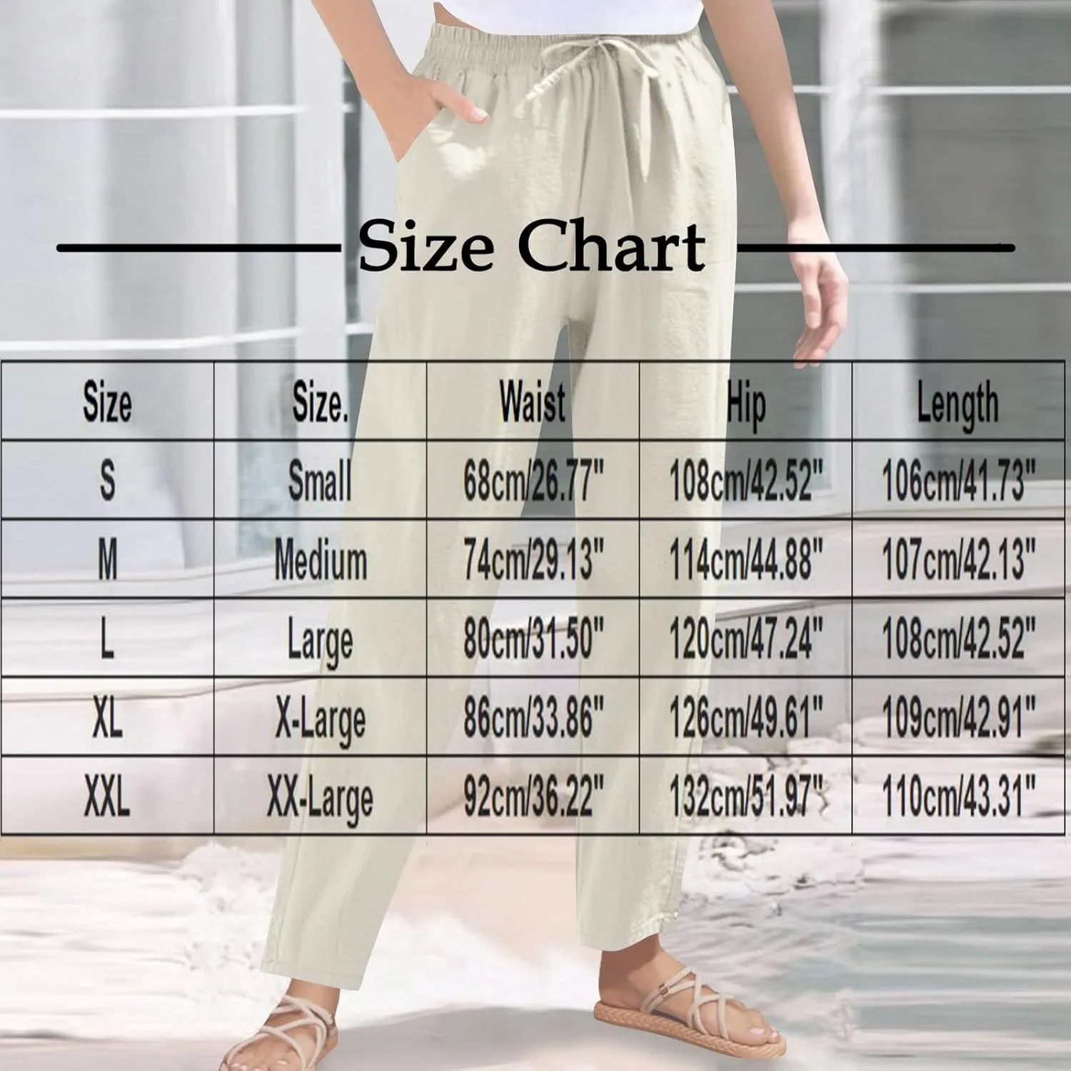 High Waisted Pants for Women Casual Comfy Wide Leg Stretchy Pant Solid Color Cotton Linen Pocketed Bootcut Trousers