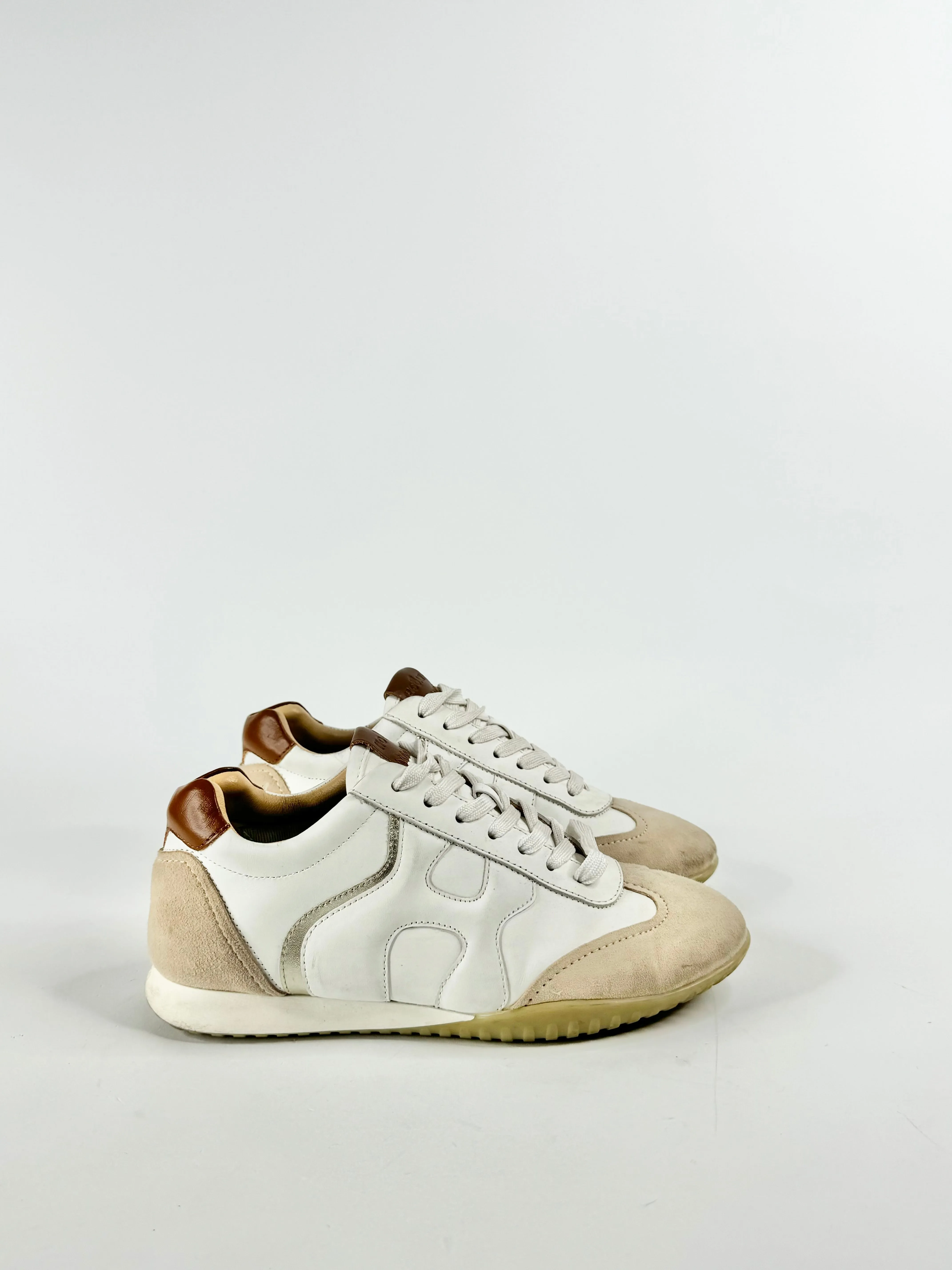 Hogan White & Cream Memory Foam Sneakers - EU35