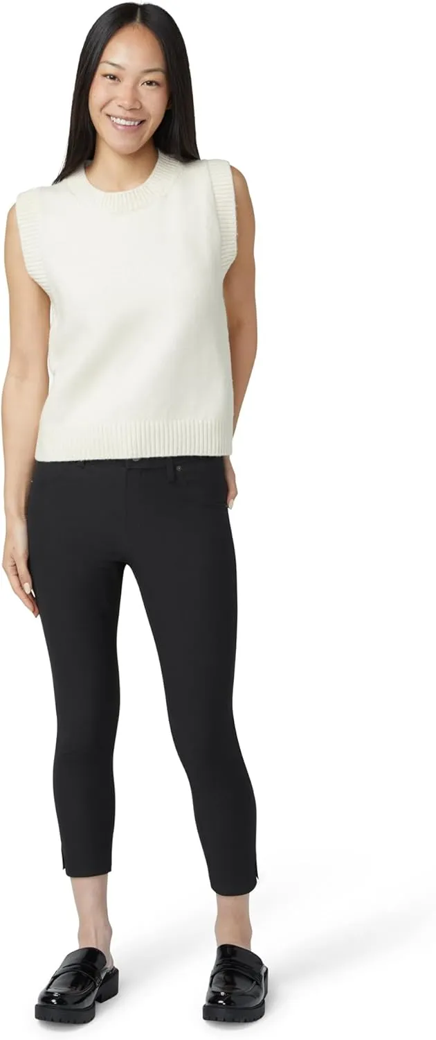 HUE Women's Essential Denim Capri Leggings with Pockets and Side Slits, Comfortable Pull On Pants