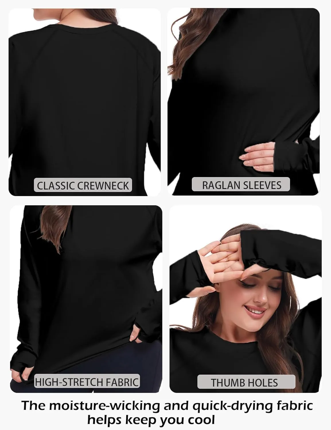 Inno UPF 50  Plus Size Workout Shirt for Women Long Sleeves Moisture Wicking Tshirt Running Hiking Sports Tops