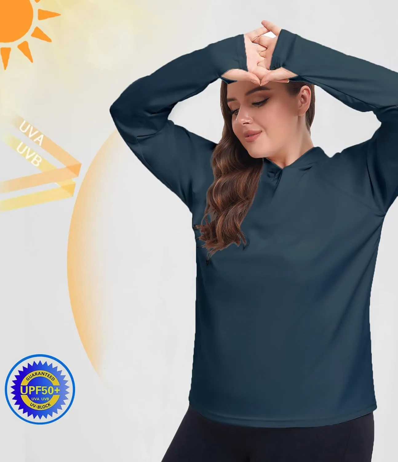 Inno UPF 50  Plus Size Workout Shirt for Women Long Sleeves Moisture Wicking Tshirt Running Hiking Sports Tops