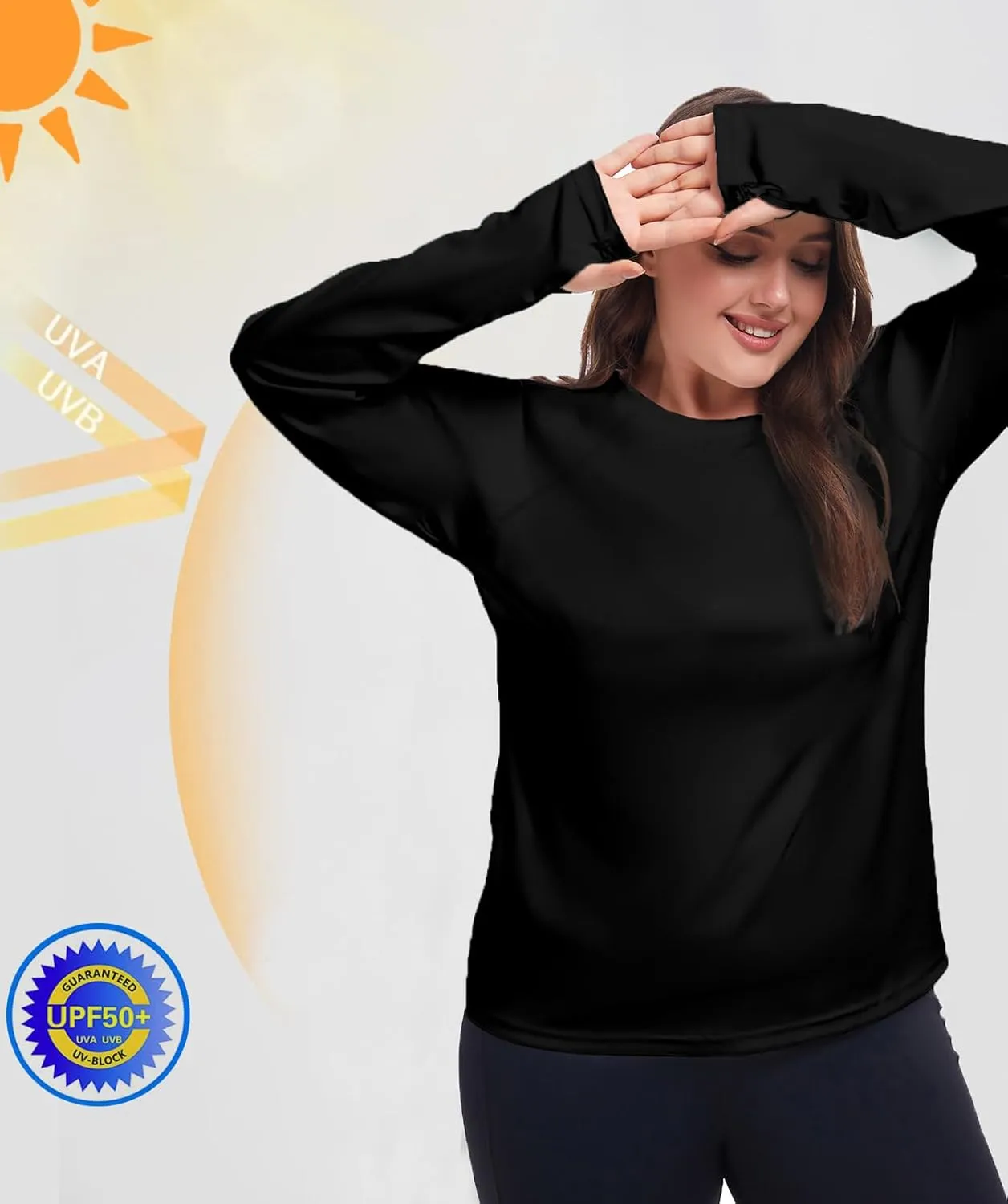 Inno UPF 50  Plus Size Workout Shirt for Women Long Sleeves Moisture Wicking Tshirt Running Hiking Sports Tops