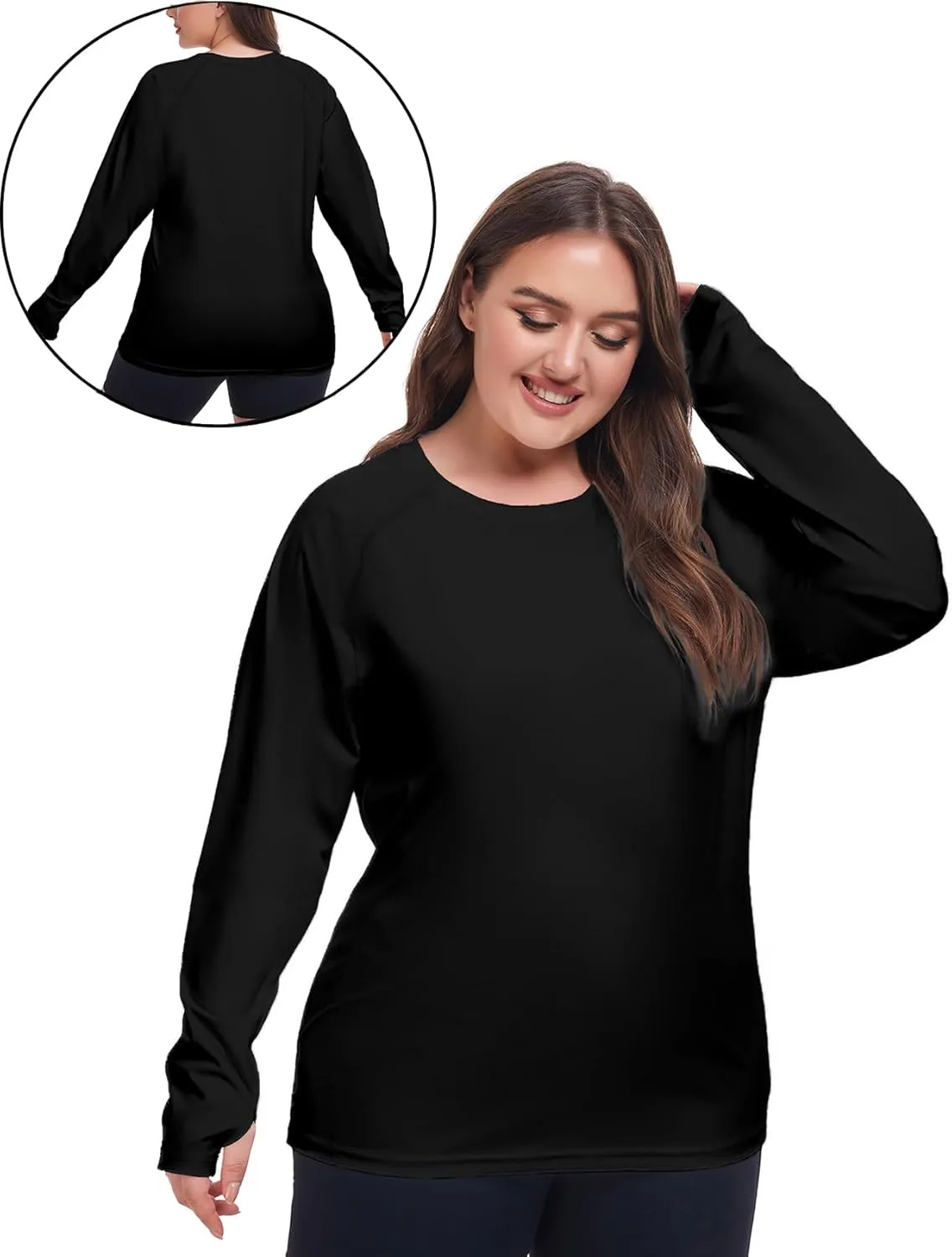 Inno UPF 50  Plus Size Workout Shirt for Women Long Sleeves Moisture Wicking Tshirt Running Hiking Sports Tops