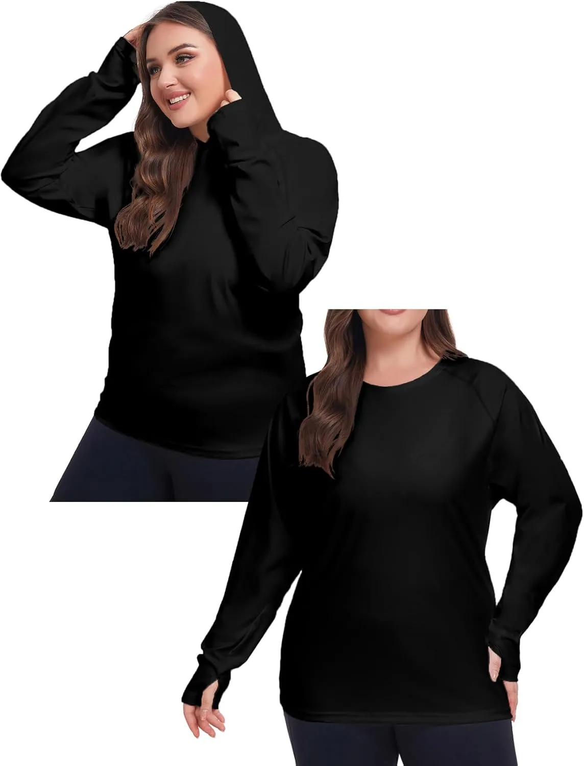 Inno UPF 50  Plus Size Workout Shirt for Women Long Sleeves Moisture Wicking Tshirt Running Hiking Sports Tops