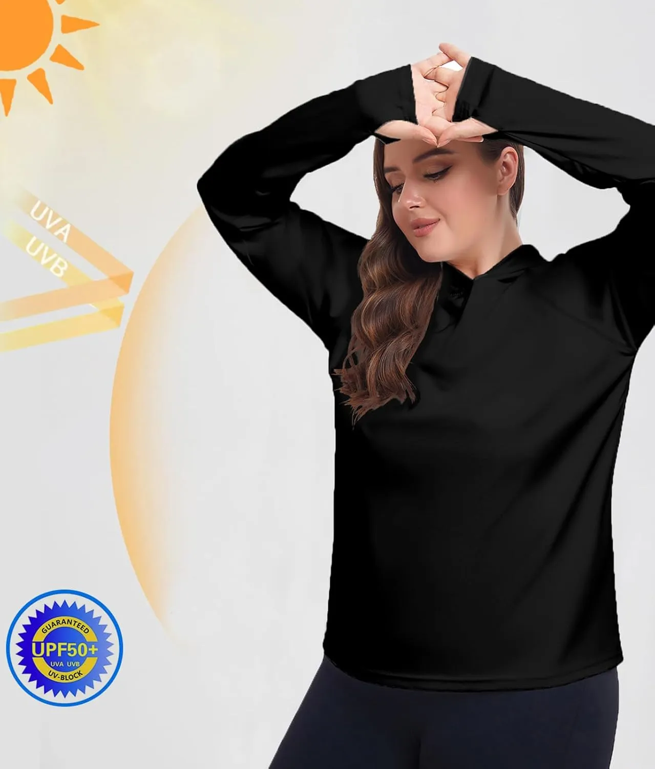 Inno UPF 50  Plus Size Workout Shirt for Women Long Sleeves Moisture Wicking Tshirt Running Hiking Sports Tops