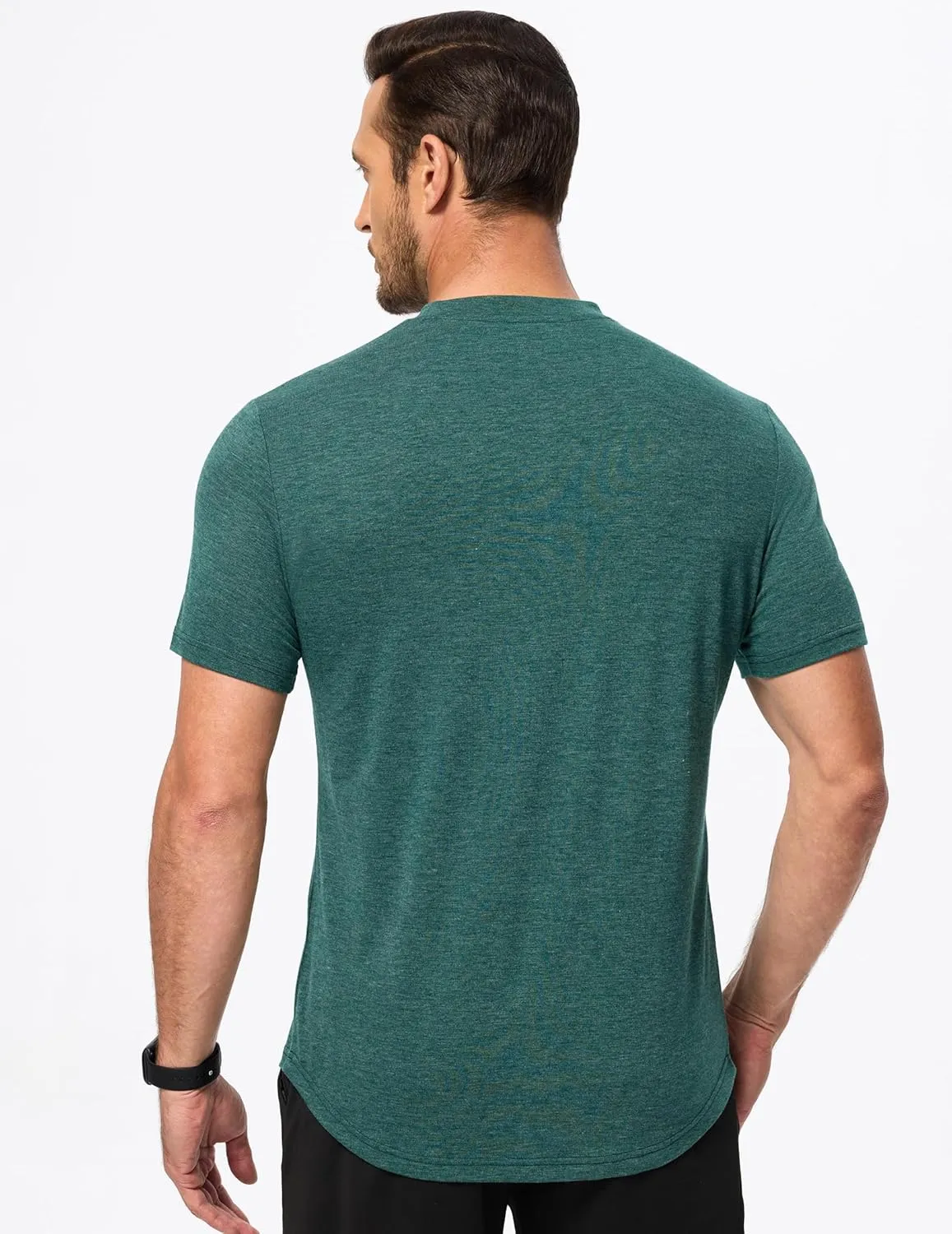 JMIERR Men's Casual Henley Shirts Short Sleeve Basic Button Muscle Longline T-Shirt Gym Workout Athletic Tee