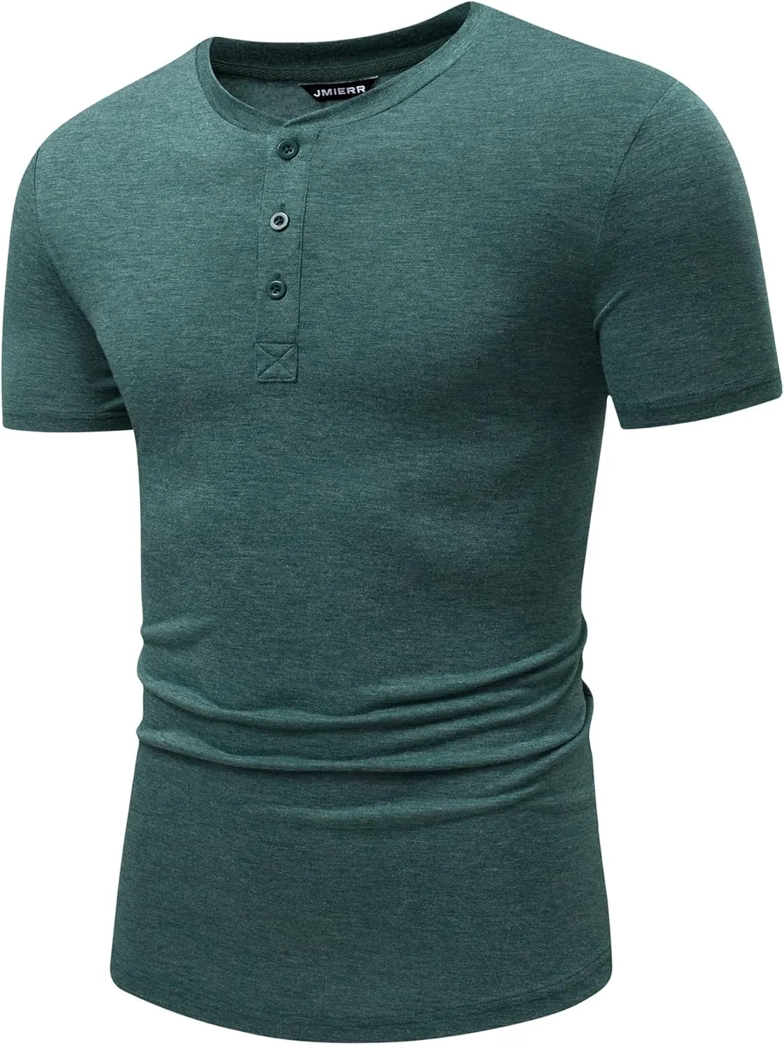 JMIERR Men's Casual Henley Shirts Short Sleeve Basic Button Muscle Longline T-Shirt Gym Workout Athletic Tee