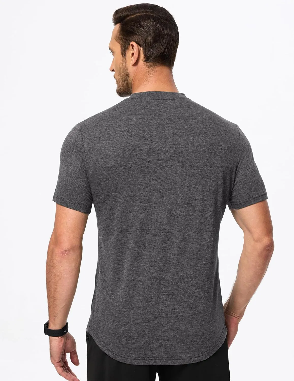 JMIERR Men's Casual Henley Shirts Short Sleeve Basic Button Muscle Longline T-Shirt Gym Workout Athletic Tee
