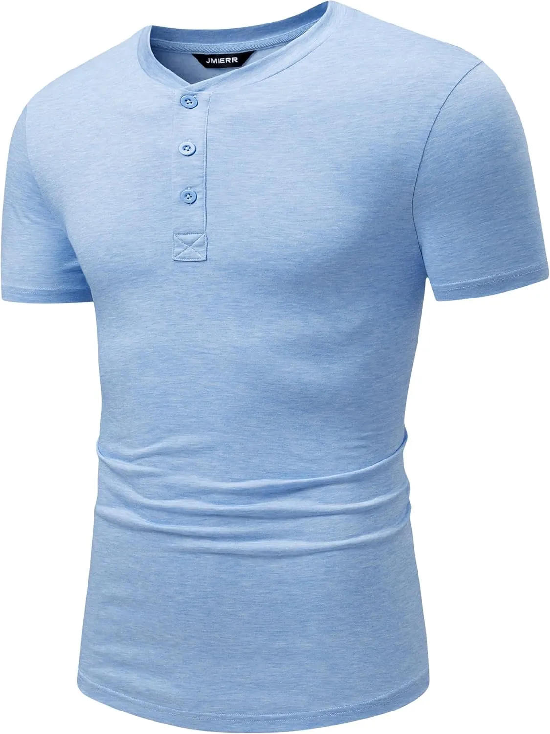 JMIERR Men's Casual Henley Shirts Short Sleeve Basic Button Muscle Longline T-Shirt Gym Workout Athletic Tee