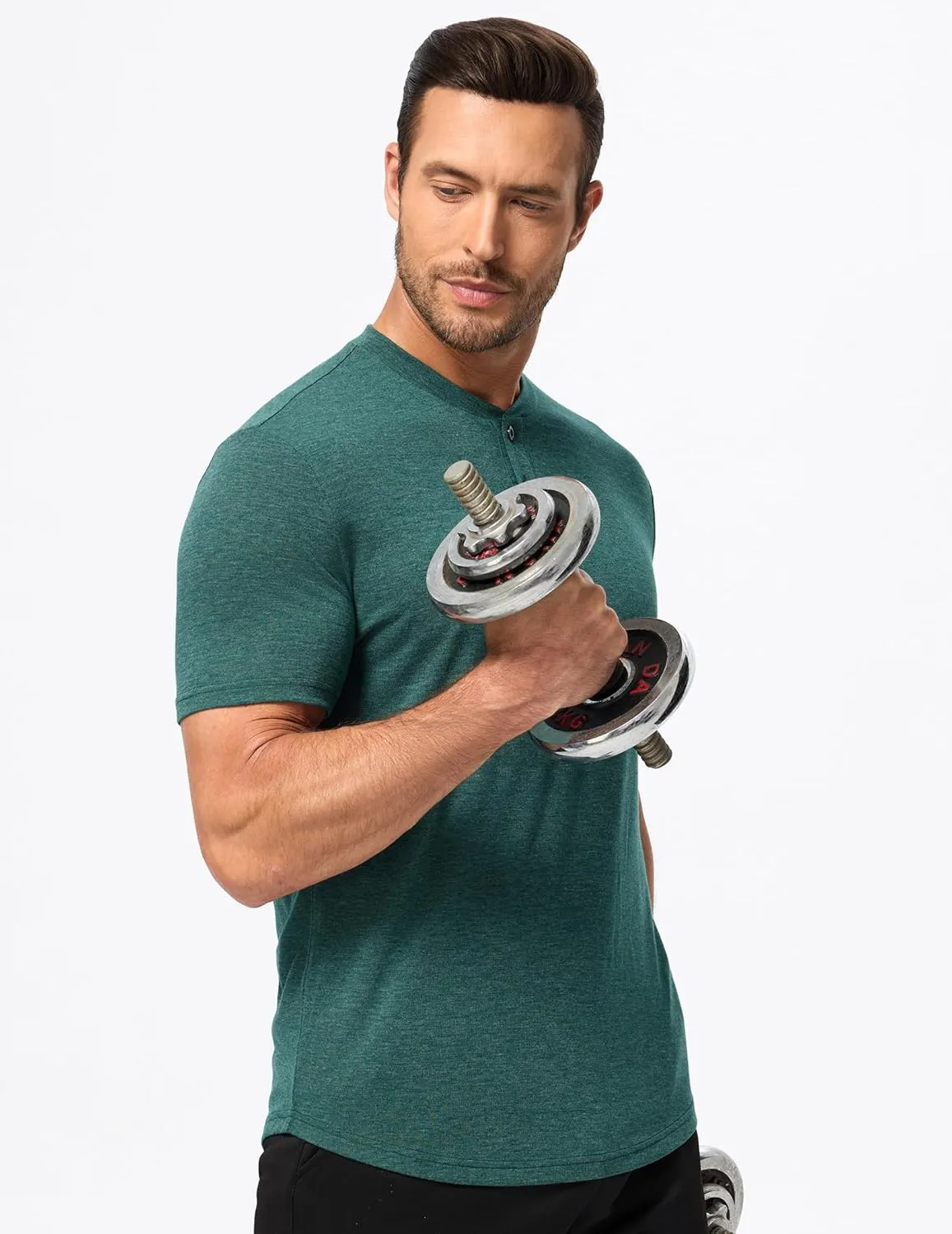 JMIERR Men's Casual Henley Shirts Short Sleeve Basic Button Muscle Longline T-Shirt Gym Workout Athletic Tee