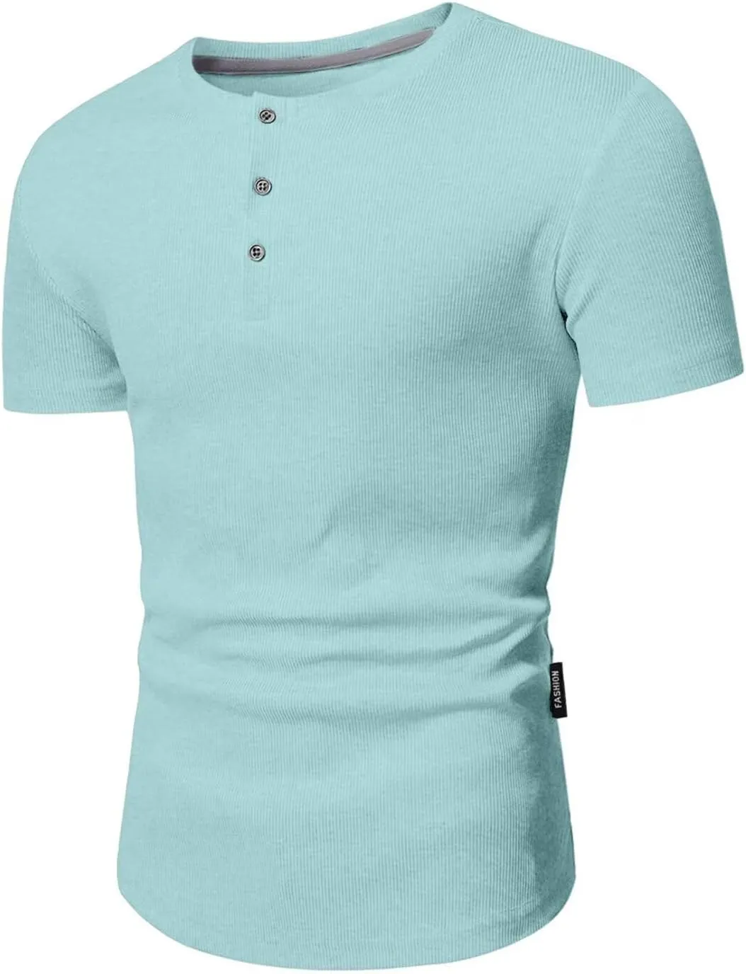 JMIERR Men's Muscle Slim Henley Shirts Crewneck Longline T-Shirt Gym Workout Athletic Shirt Tees with Button