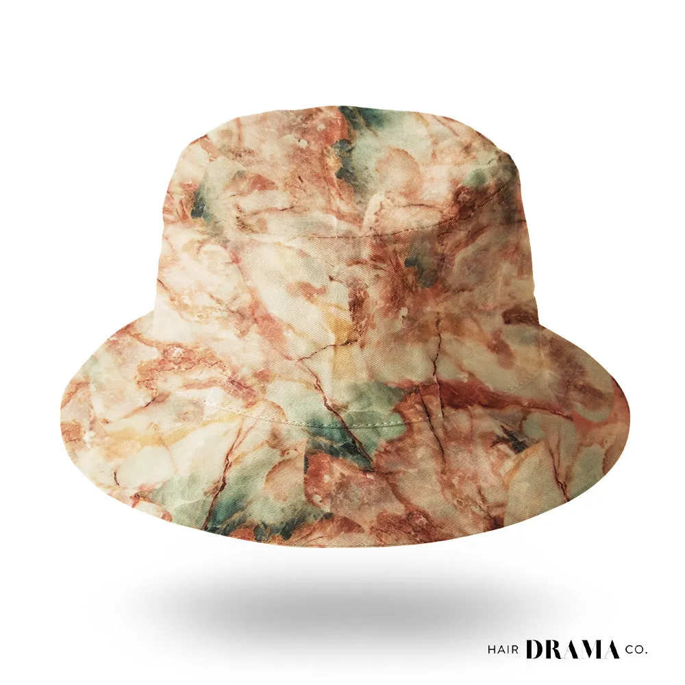Kids Marbled Satin Bucket Hat - Gingerbread Brown
