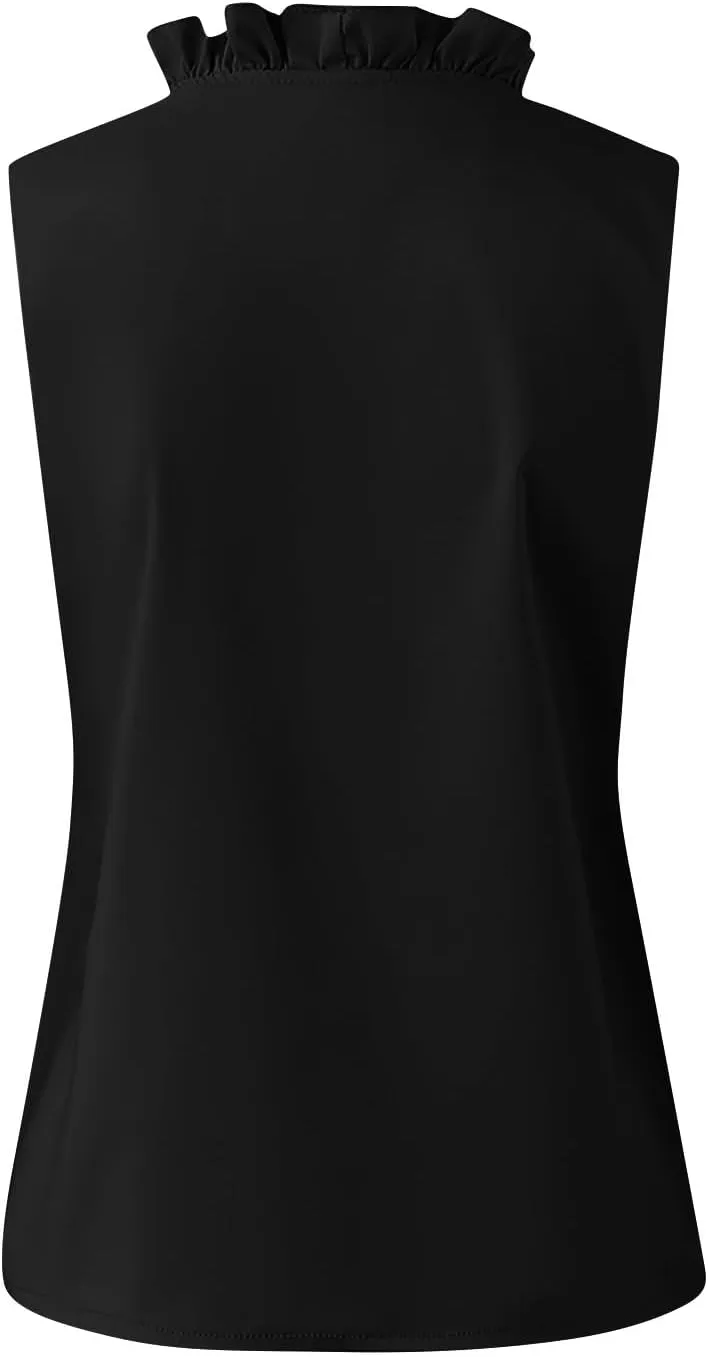 KIKX0DE Womens Sleeveless Ruffle Peplum Front Tank Tops Casual Summer V Neck Shirts