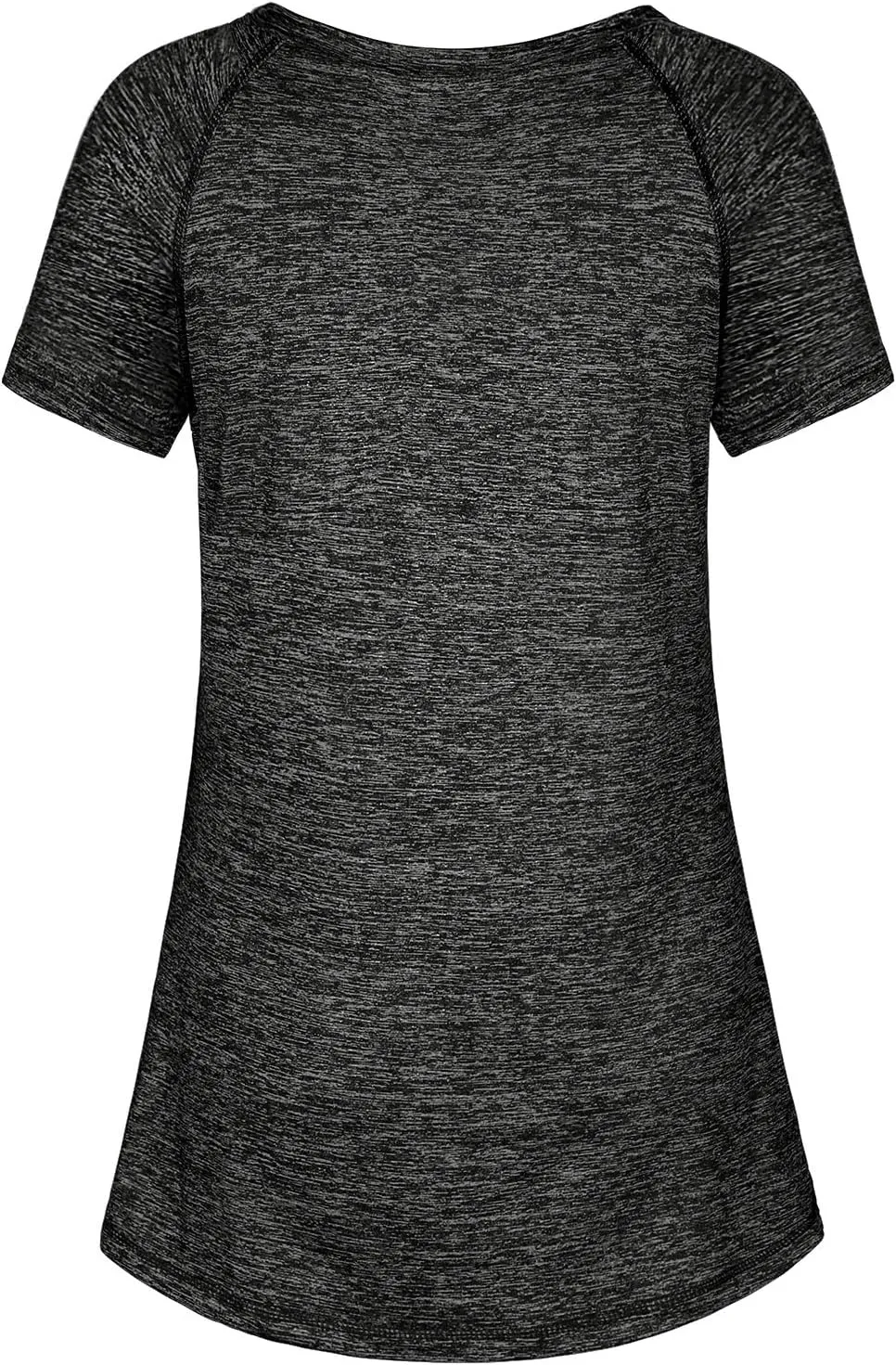 Kimmery Woman Raglan Sleeve Round Neck Irregular Hem Yoga Workout Shirt Sizes M-3XL