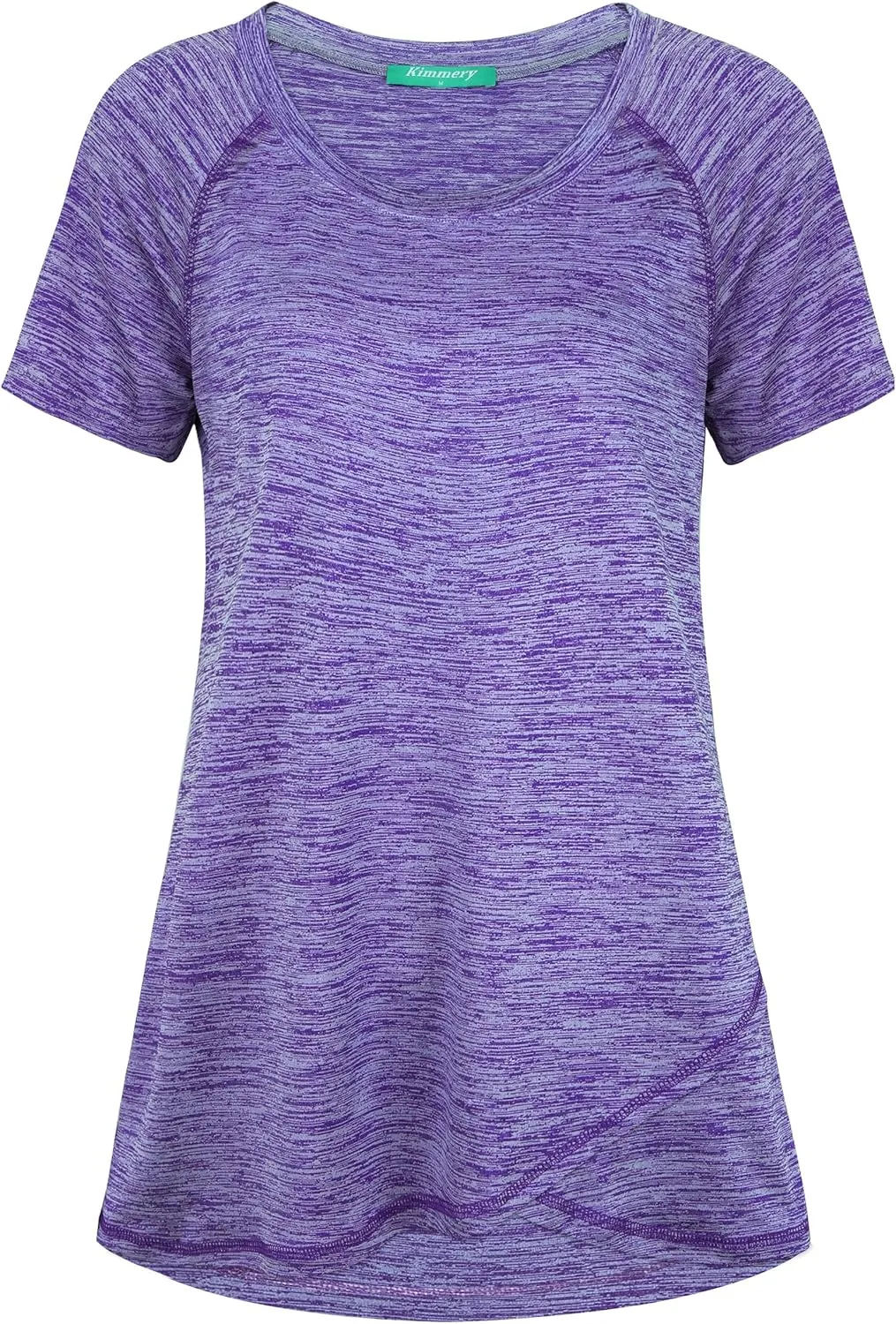 Kimmery Woman Raglan Sleeve Round Neck Irregular Hem Yoga Workout Shirt Sizes M-3XL