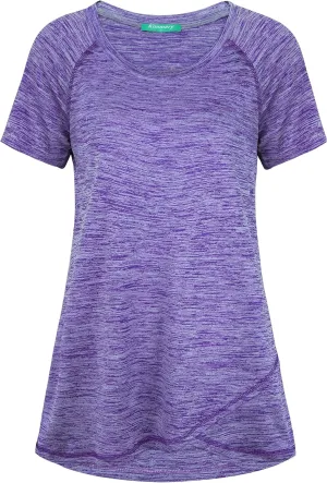 Kimmery Woman Raglan Sleeve Round Neck Irregular Hem Yoga Workout Shirt Sizes M-3XL