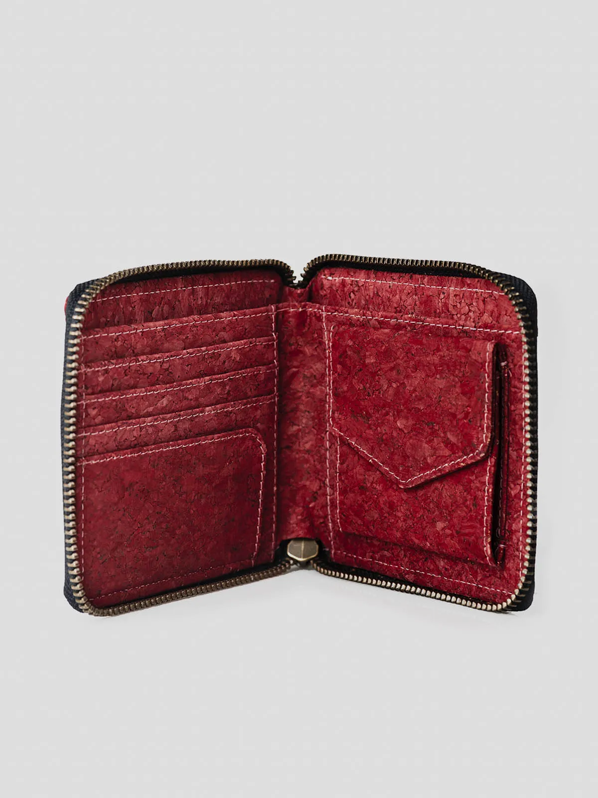 Kiwi Zip Cork Wallet Wine Red