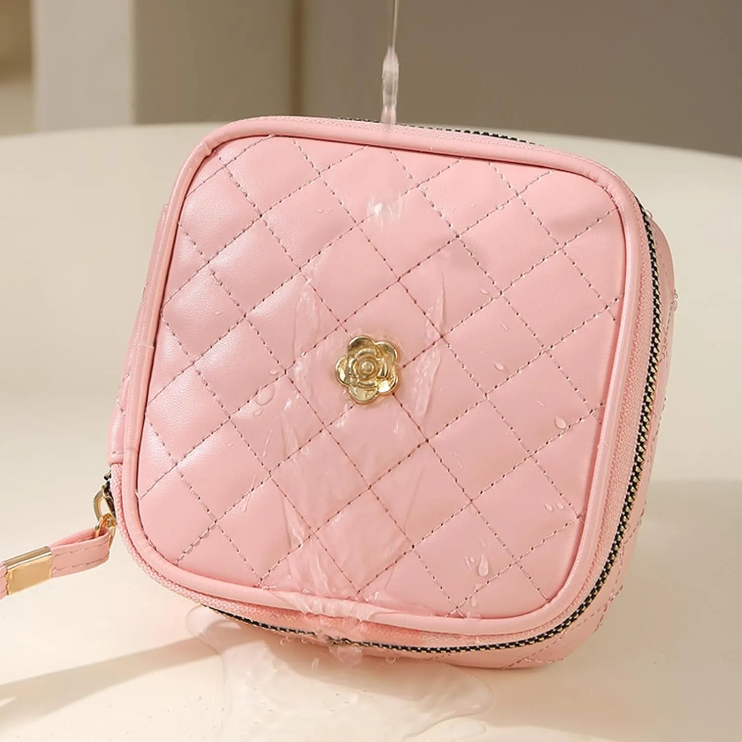 KOTORA Mini Makeup Bag for Purse,Sanitary Napkin Storage Bags,Small Cosmetic Travel Bag Pouch, Coin Purse, Girls Period Bag Feminine Period Pouch for Girls Women (Pink)