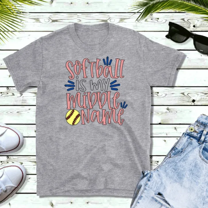 Ladies Baseball is My Middle Name - T- Shirt
