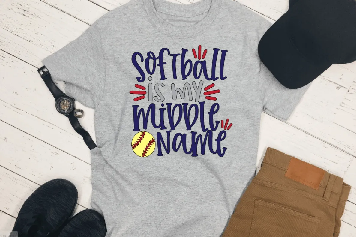 Ladies Baseball is My Middle Name - T- Shirt
