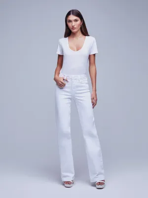 L'Agence - Clayton High Rise Wide Leg Jean - Blanc