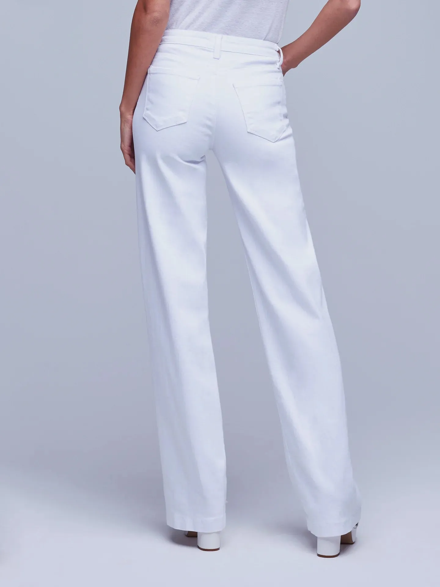 L'Agence - Clayton High Rise Wide Leg Jean - Blanc