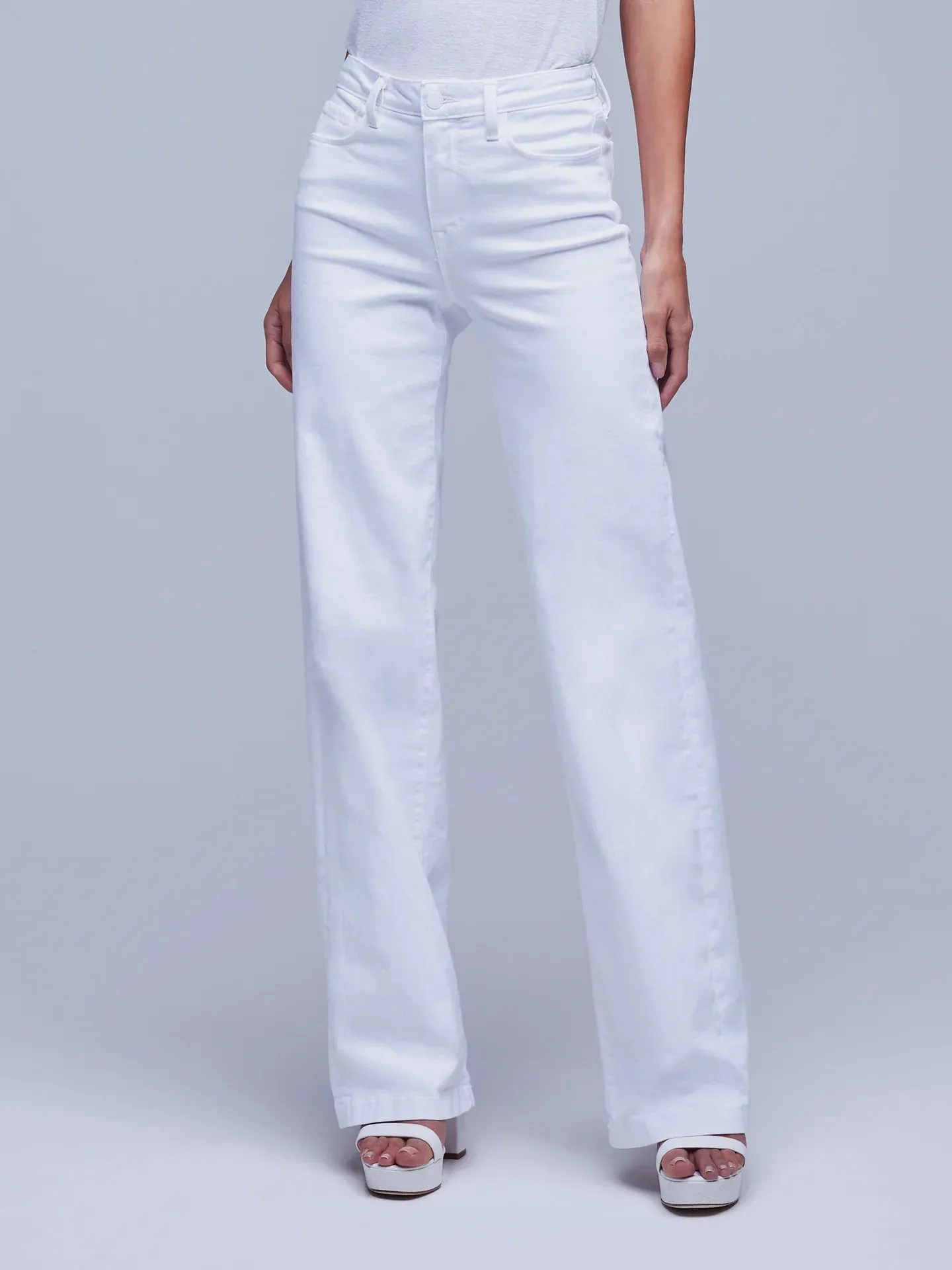 L'Agence - Clayton High Rise Wide Leg Jean - Blanc
