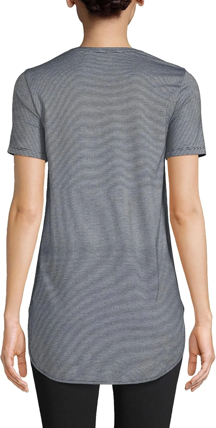 Lands' End Women's Moisture Wicking UPF Sun Short Sleeve Curved Hem Tunic Top-Print