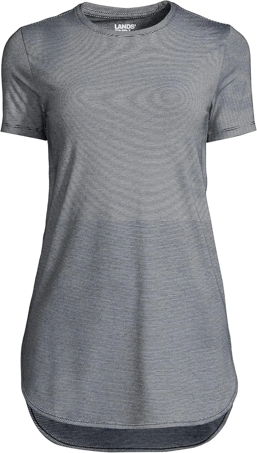 Lands' End Women's Moisture Wicking UPF Sun Short Sleeve Curved Hem Tunic Top-Print